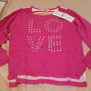 NWT Girls pink Peony Sweater says LOVE Sz 6